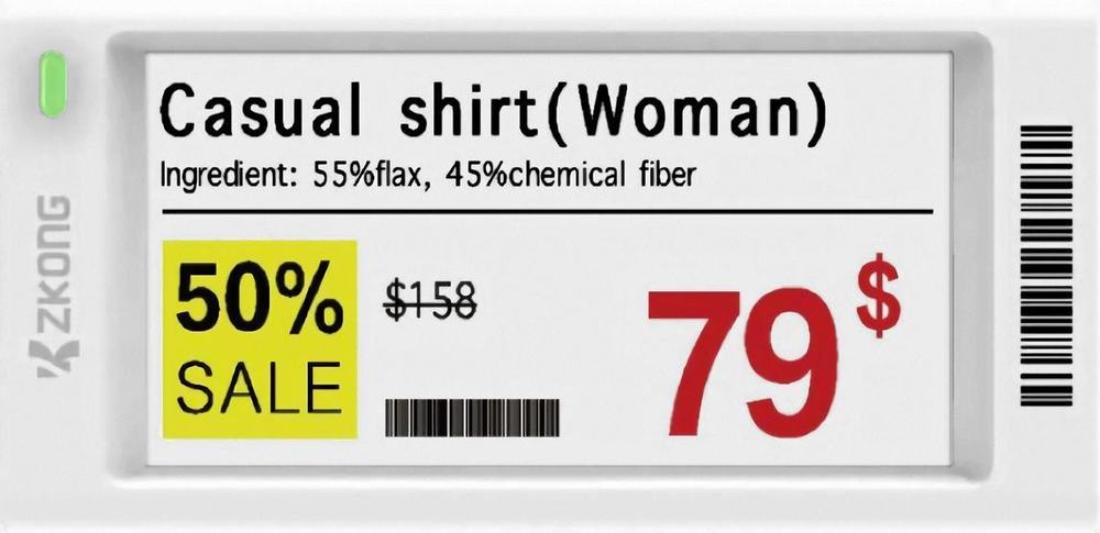 Bảng giá điện tử ESL ZKong màn hình E-Ink 3 màu